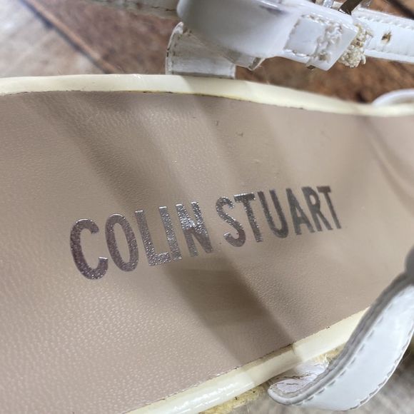 Colin Stuart White Strappy Espadrille Wedge Sandals Womens 8.5 Slingback - Picture 9 of 12